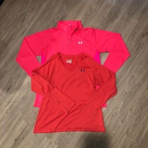 A bundle of 2 long sleeve UA athletic tops